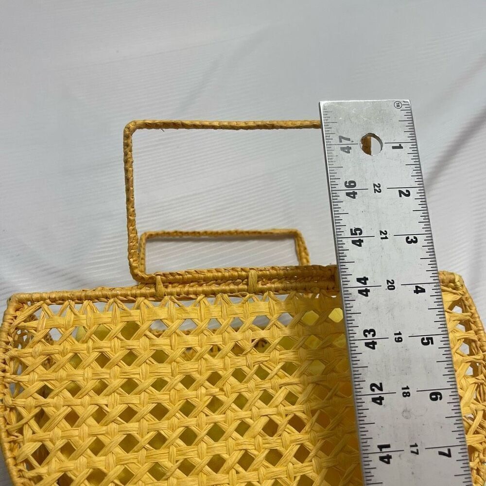 House Of Harlow 1960 Raffia Woven Yellow Basket Purse Handbag New - Picture 9 of 13